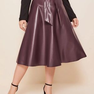 Faux leather A-line midi skirt